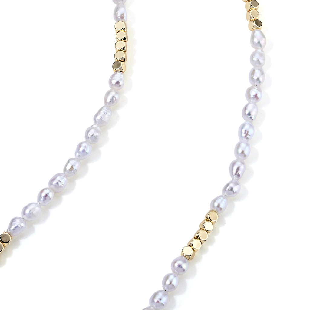 Hämatit, Weiße Süßwasser Perle Halskette (4-5 Werktage Lieferzeit) ca. 45 cm Nickelfreies Messing 15.01 ct