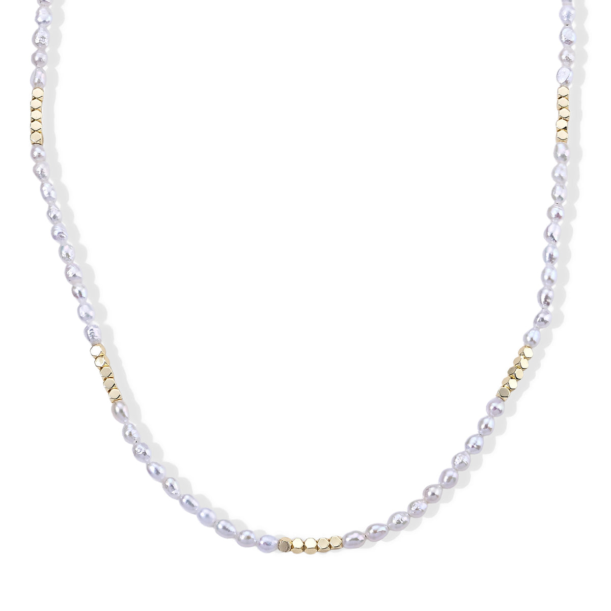 Hämatit, Weiße Süßwasser Perle Halskette (4-5 Werktage Lieferzeit) ca. 45 cm Nickelfreies Messing 15.01 ct