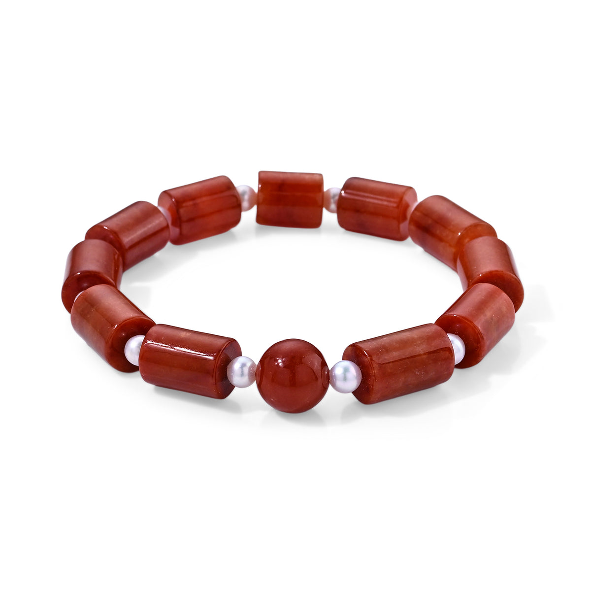 Rote Jade, Chinesische Akoya-Perle (5-6mm) Armband 18 cm (4-5 Werktage Lieferzeit) 120.01 ct