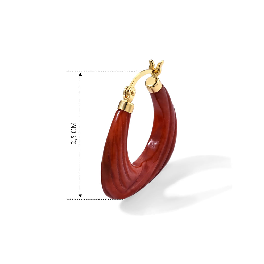 D'Joy Rote Jade Ohrringe 925 Silber Vergoldet ca. 18,00 ct.