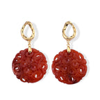 D'Joy Rote Jade Ohrringe 925 Silber Vergoldet (4-5 Werktage Lieferzeit) ca. 10.00 ct