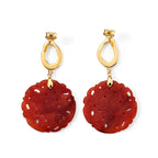 D'Joy Rote Jade Ohrringe 925 Silber Vergoldet (4-5 Werktage Lieferzeit) ca. 10.00 ct