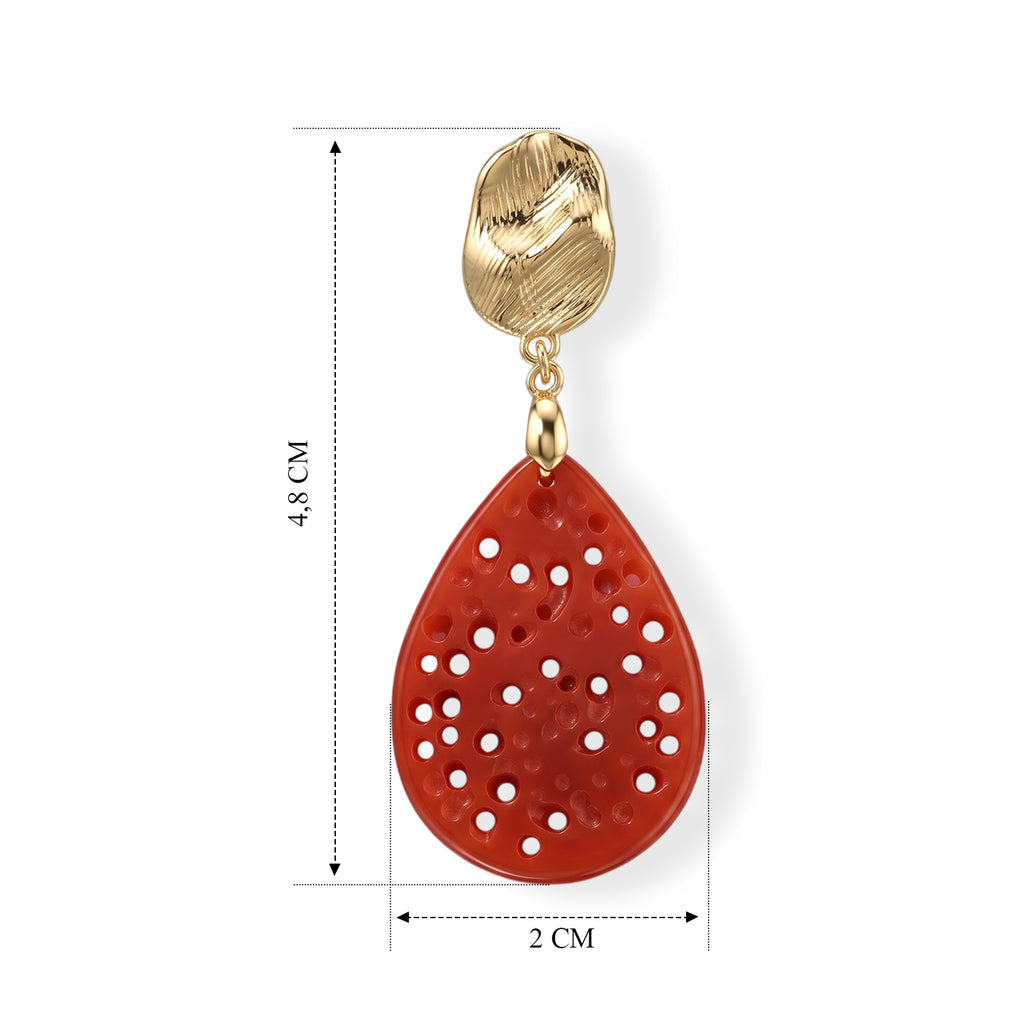 D'Joy Rote Jade Ohrringe 925 Silber Vergoldet (4-5 Werktage Lieferzeit) ca. 20.00 ct