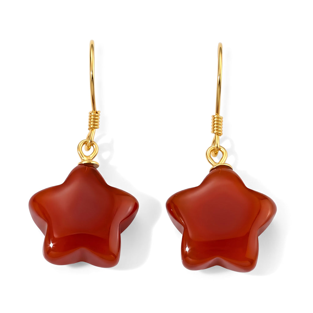 D'Joy Rote Jade Ohrringe 925 Silber Vergoldet ca. 10,00 ct.
