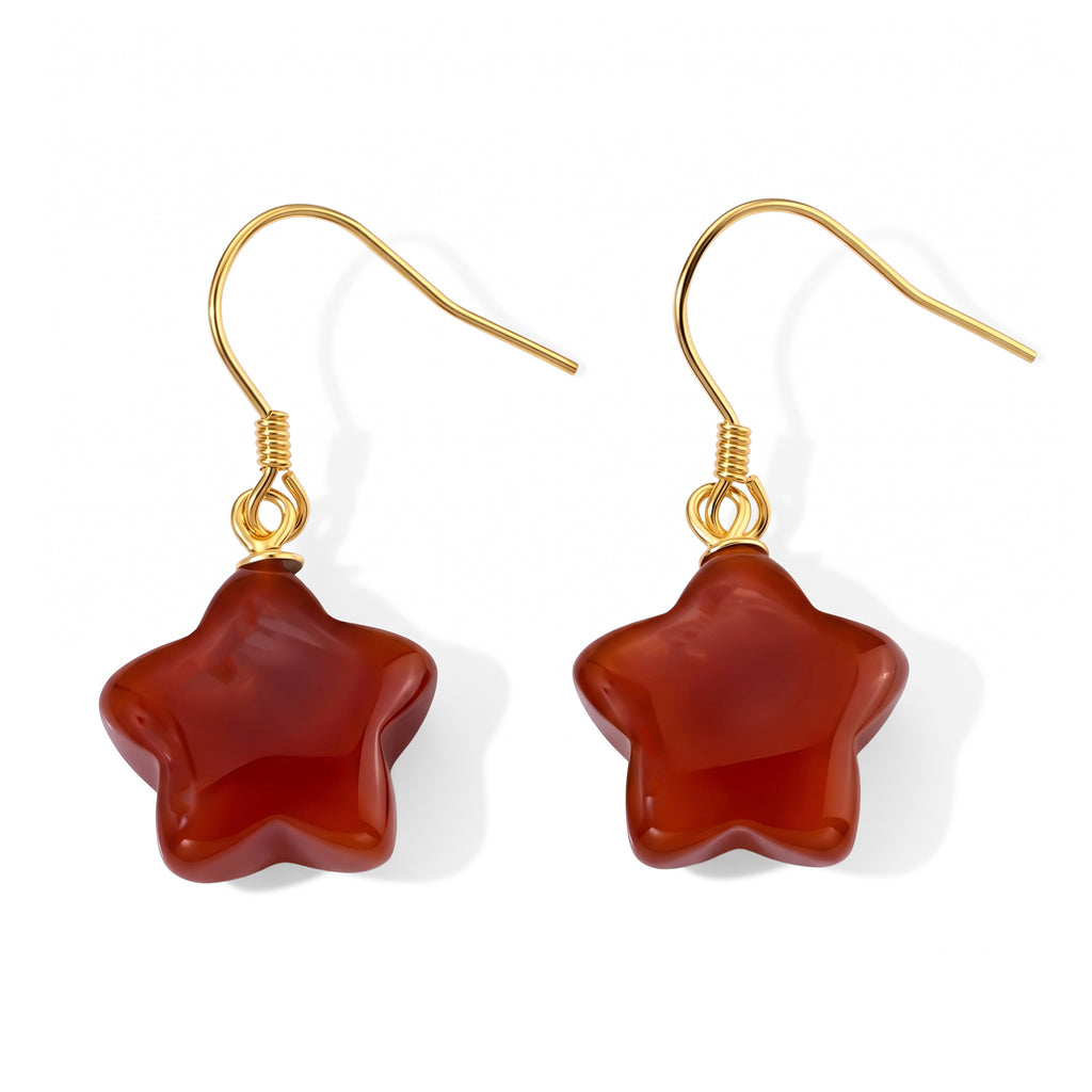 D'Joy Rote Jade Ohrringe 925 Silber Vergoldet ca. 10,00 ct.