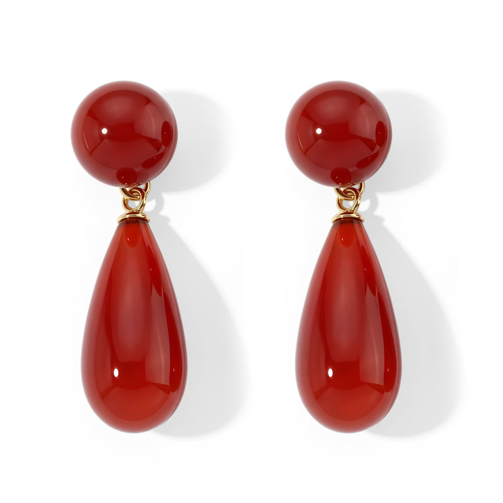 D'Joy Rote Jade Ohrringe 925 Silber Vergoldet (4-5 Werktage Lieferzeit) ca. 40.00 ct