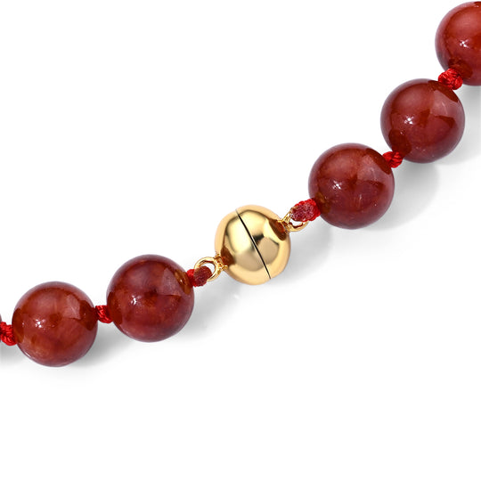 D'Joy Rote Jade, Weiße Barockperle Halskette (4-5 Werktage Lieferzeit) ca. 50 cm 925 Silber Vergoldet 320.01 ct