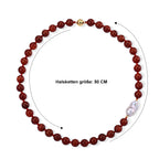 D'Joy Rote Jade, Weiße Barockperle Halskette (4-5 Werktage Lieferzeit) ca. 50 cm 925 Silber Vergoldet 320.01 ct