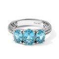 D'Joy AA Blauer Apatit Ring 925 Silber Rhodiniert (Größe 17.00) ca. 2,74 ct