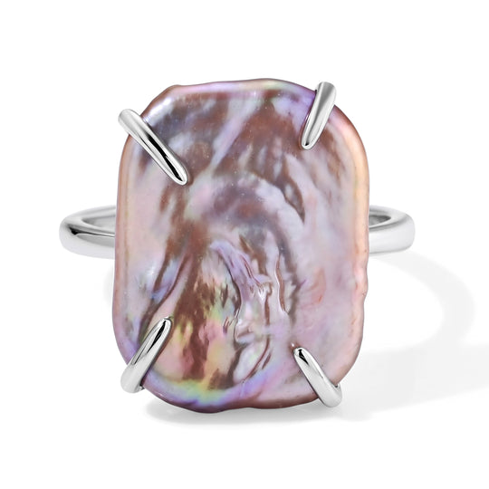 Mehrfarbige Keshi Perle Ring Nickelfreies Messing (Größe 21.00) 8.00 ct