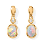 EVER TRUE AAA Natürlicher, äthiopischer Welo Opal, Weißer Zirkon Ohrringe Reine Bronze (10-15 Werktage Lieferzeit) ca. 1,14 ct.