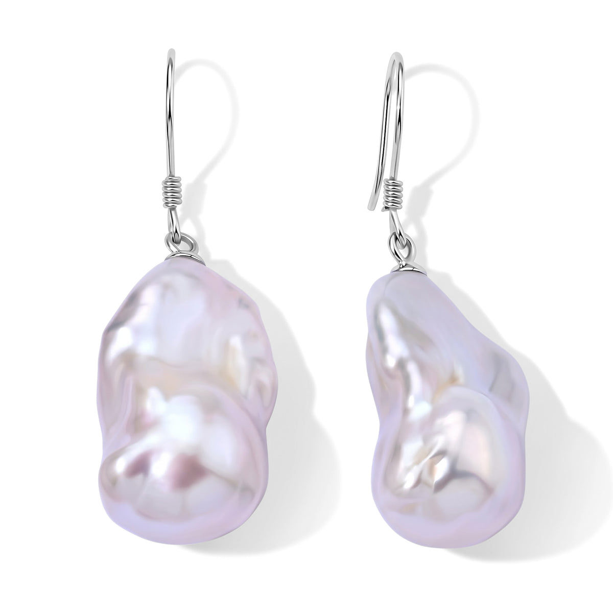 D'Joy Weiße Barockperle (11-12 mm) Ohrringe 925 Silber Rhodiniert