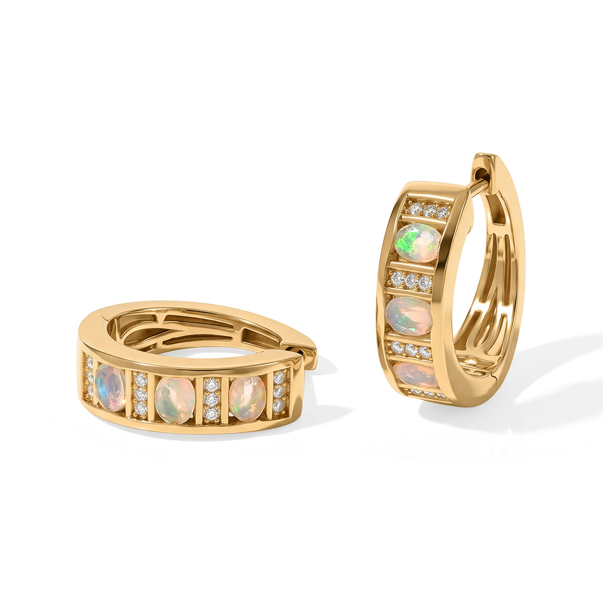 EVER TRUE AA Natürlicher, äthiopischer Welo Opal, Weißer Zirkon Ohrringe Reine Bronze (10-15 Werktage Lieferzeit) ca. 0,75 ct.