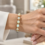 D'Joy AA Natürlicher, äthiopischer Welo Opal Armband (10-15 Werktage Lieferzeit) ca. 19 cm 925 Silber 750 Gelbgold vermeil ca. 18,05 ct.