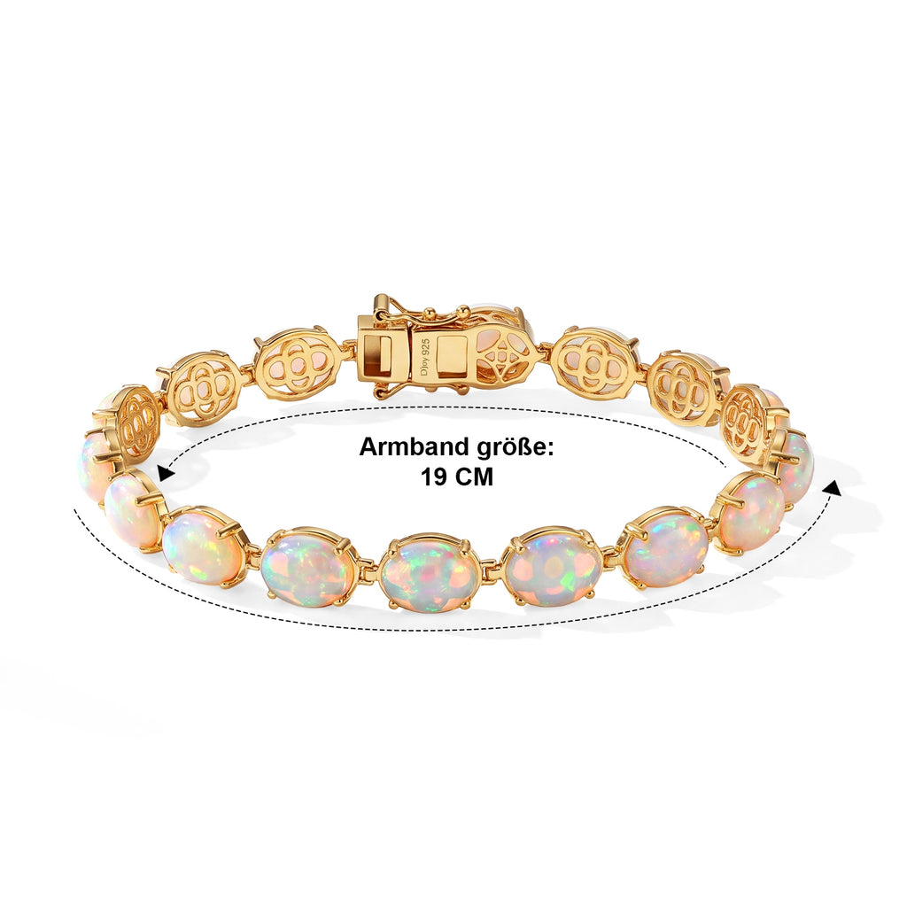 D'Joy AA Natürlicher, äthiopischer Welo Opal Armband (10-15 Werktage Lieferzeit) ca. 19 cm 925 Silber 750 Gelbgold vermeil ca. 18,05 ct.