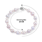 Weiße Edison Perle (9-11 mm), Zhuji Akoya Perle (5-5.5mm) Armband ca. 20 cm 316L Edelstahl Rhodiniert