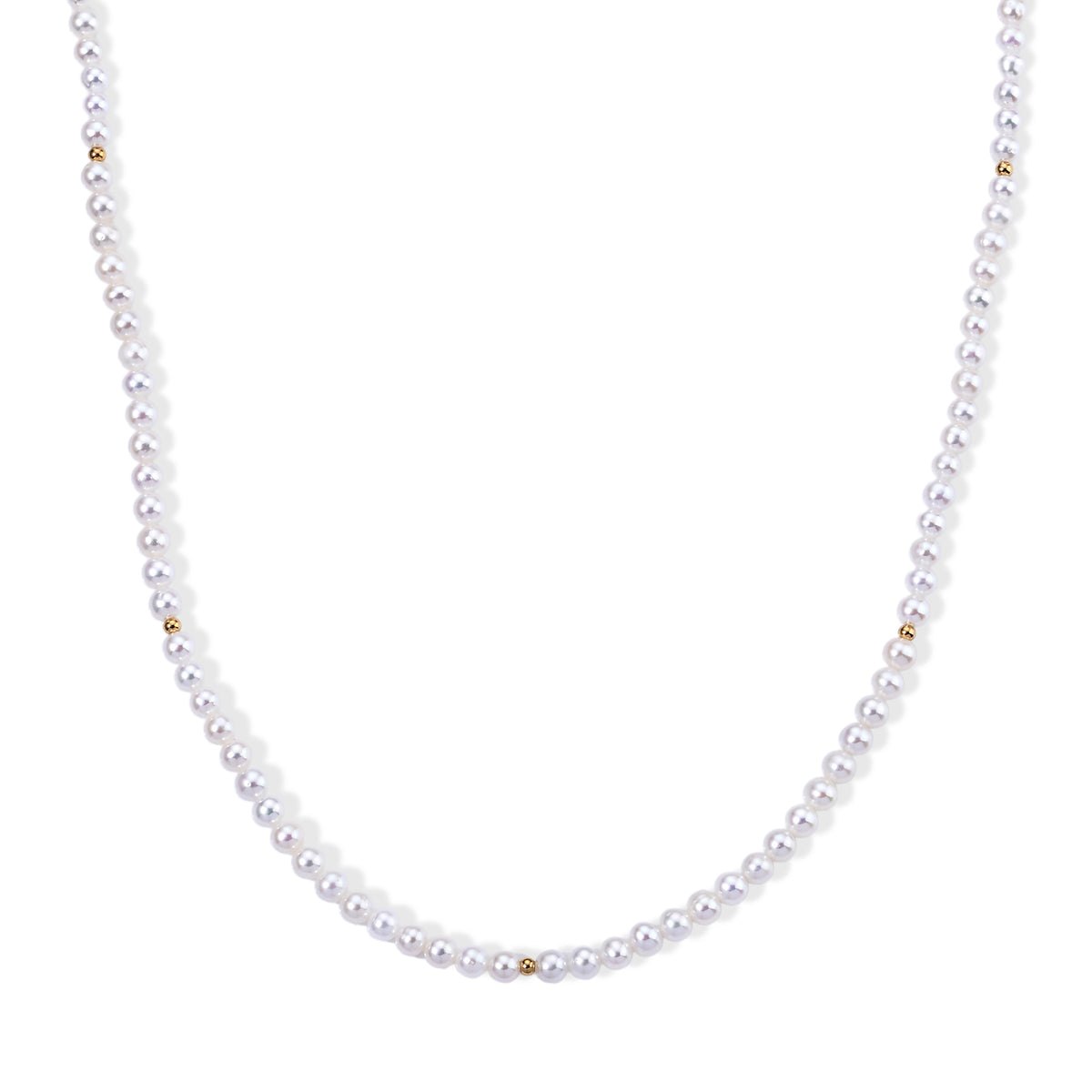Chinesische Akoya-Perle (5-5.5 mm) Halskette ca. 56 cm 316L Edelstahl Vergoldet