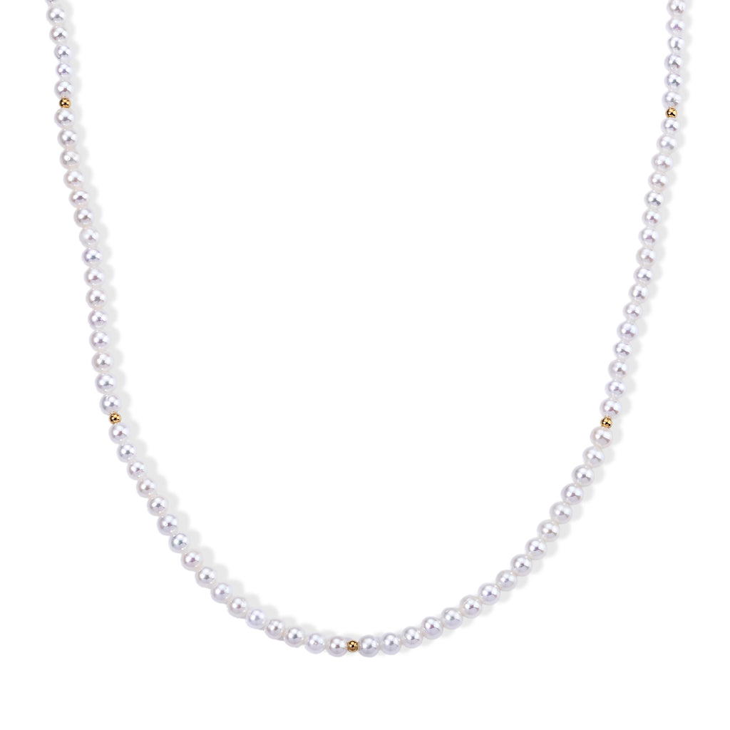 Chinesische Akoya-Perle (5-5.5 mm) Halskette ca. 56 cm 316L Edelstahl Vergoldet
