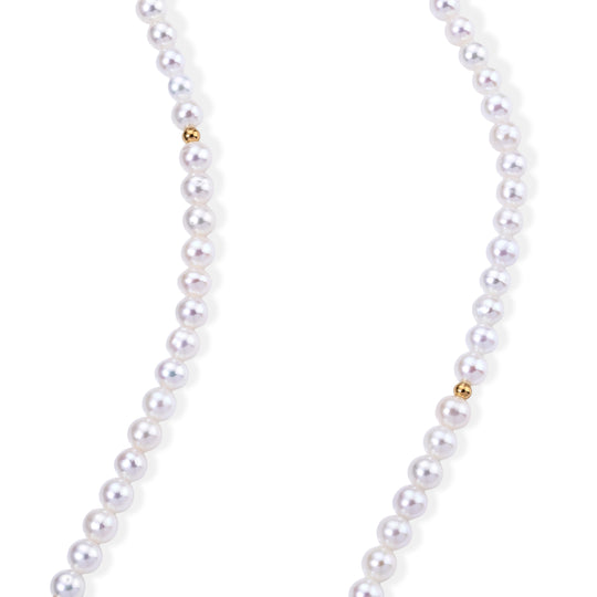 Chinesische Akoya-Perle (5-5.5 mm) Halskette ca. 56 cm 316L Edelstahl Vergoldet