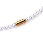 Chinesische Akoya-Perle (5-5.5 mm) Halskette ca. 56 cm 316L Edelstahl Vergoldet