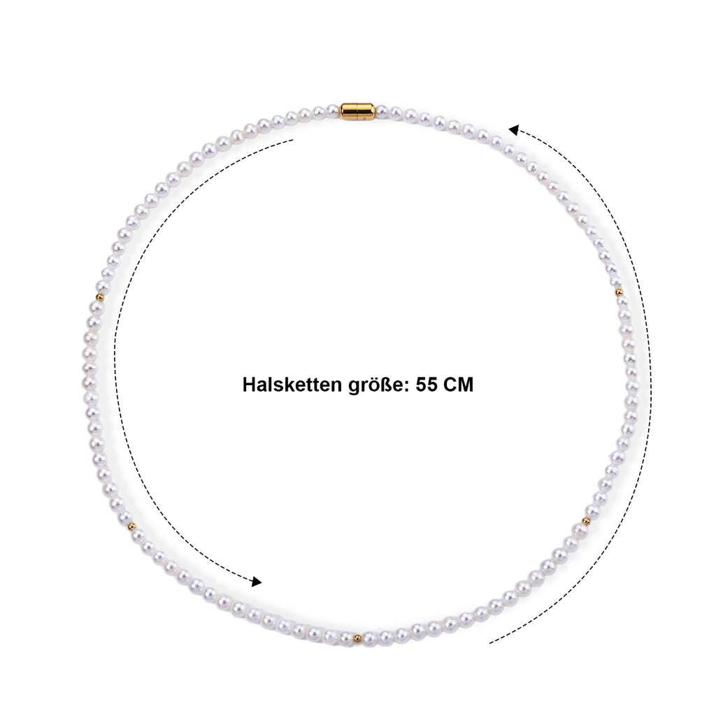 Chinesische Akoya-Perle (5-5.5 mm) Halskette ca. 56 cm 316L Edelstahl Vergoldet