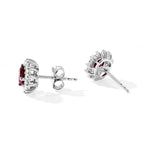 D'Joy Natürlicher Rhodolith Granat, Weißer Zirkon Ohrringe 925 Silber Platiniert ca. 1.80 ct