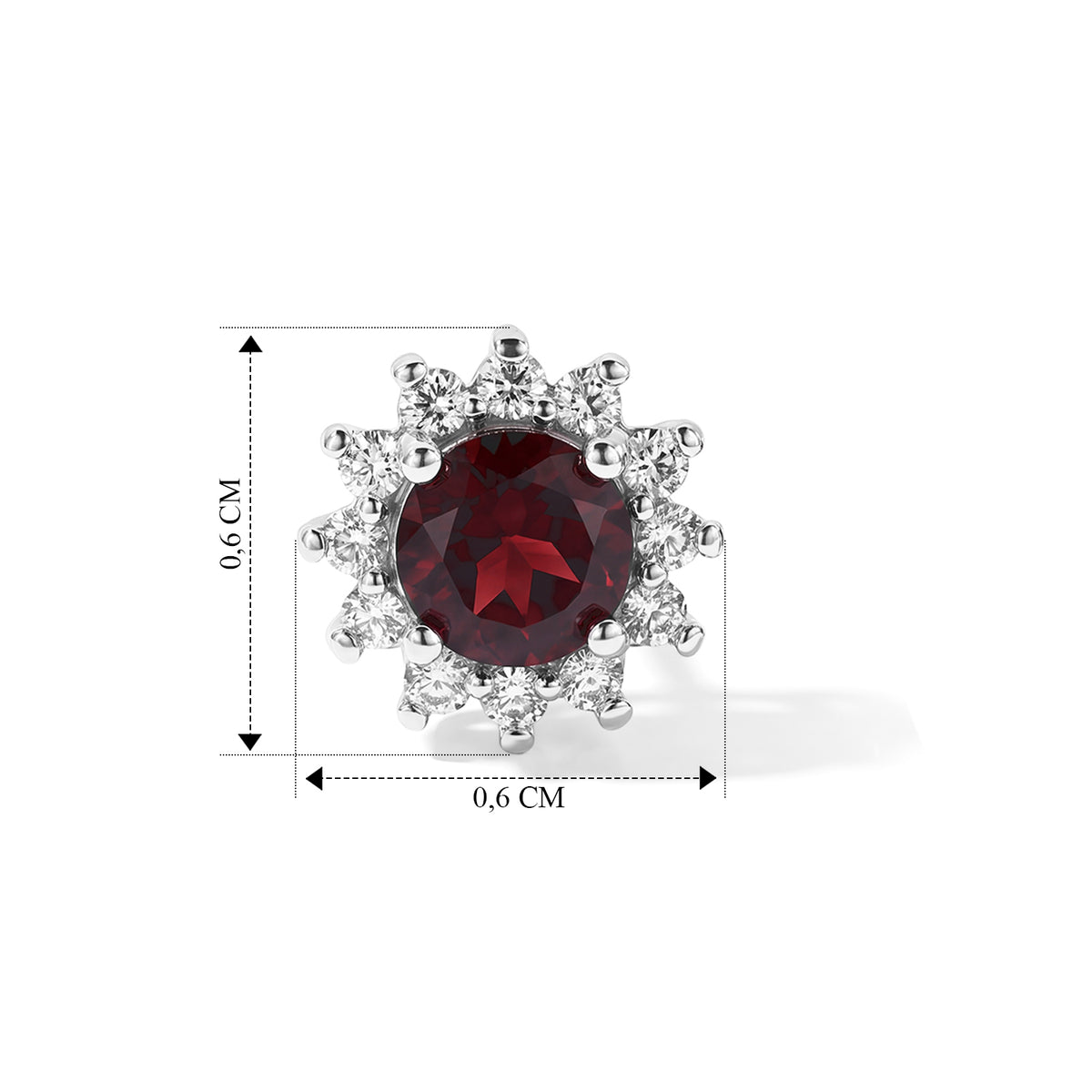 D'Joy Natürlicher Rhodolith Granat, Weißer Zirkon Ohrringe 925 Silber Platiniert ca. 1.80 ct
