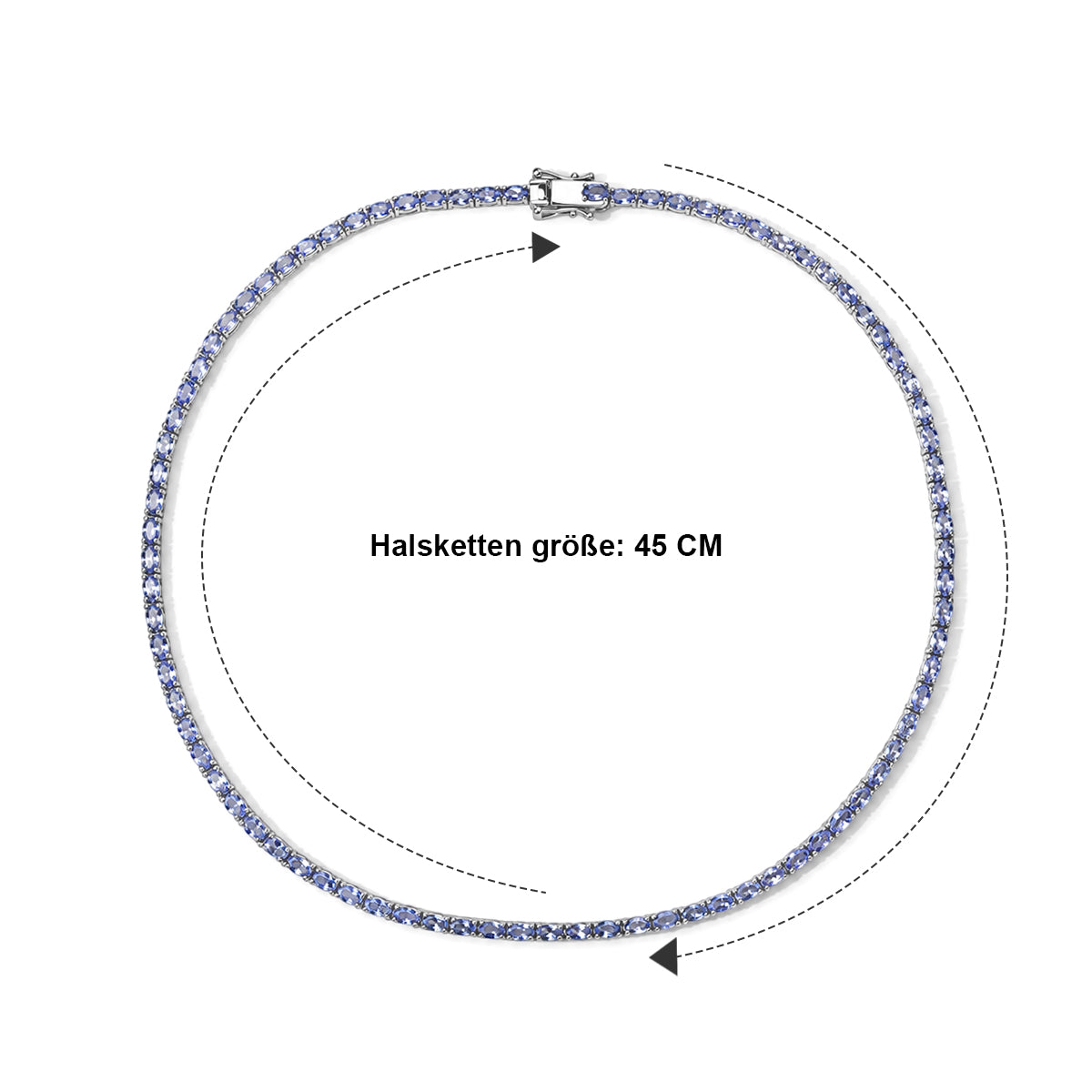 D'Joy Tansanit Halskette (10-15 Werktage Lieferzeit) ca. 45 cm 925 Silber Rhodiniert ca. 20,50 ct.