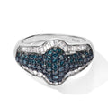 D'Joy Blauer Diamant (IR) Ring 925 Silber Rhodiniert (Größe 18.00) ca. 1,26 ct
