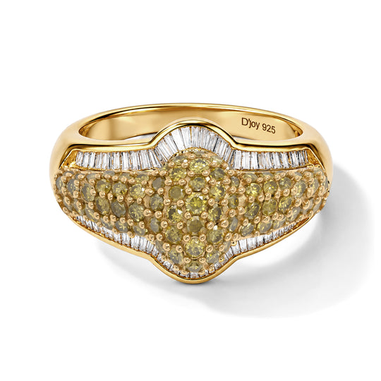 D'Joy Gelber Diamant Ring 925 Silber 750 Gelbgold vermeil (Größe 18.00) ca. 1,26 ct