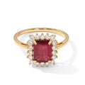 D'Joy AA Afrikanischer Rubin (Fissure gefüllt), Moissanit Ring 925 Silber 750 Gelbgold vermeil (Größe 16.00) ca. 4,48 ct