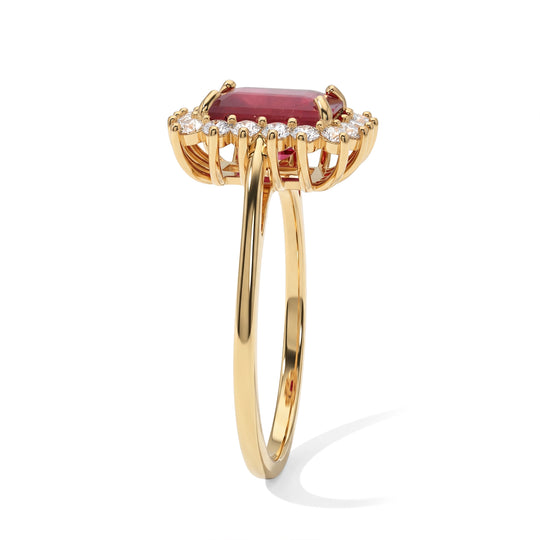 D'Joy AA Afrikanischer Rubin (Fissure gefüllt), Moissanit Ring 925 Silber 750 Gelbgold vermeil (Größe 21.00) ca. 4,48 ct