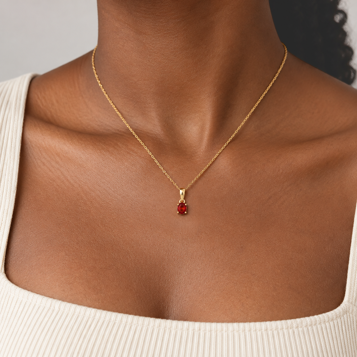 D'Joy AAA Roter Saphir Anhänger 925 Silber 750 Gelbgold vermeil ca. 0,42 ct.