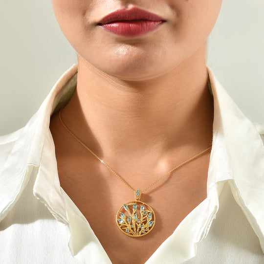 EVER TRUE Blauer Apatit Anhänger Reine Bronze ca. 1,94 ct.