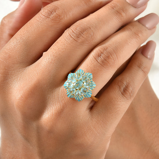EVER TRUE Blauer Apatit Ring Reine Bronze (Größe 20.00) ca. 2,05 ct