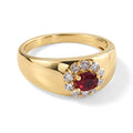 AAA Roter Saphir, Lab Grown Diamant Ring 925 Silber 750 Gelbgold vermeil (Größe 18.00) ca. 0,74 ct