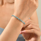 D'Joy AA Blauer Apatit Armband ca. 20 cm 925 Silber Rhodiniert ca. 10,59 ct.
