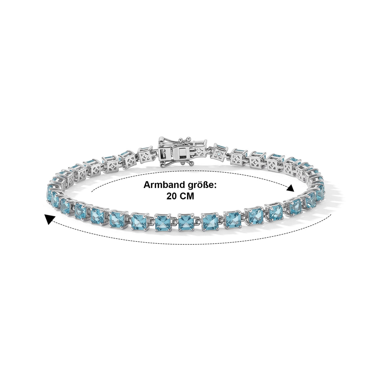 D'Joy AA Blauer Apatit Armband ca. 20 cm 925 Silber Rhodiniert ca. 10,59 ct.