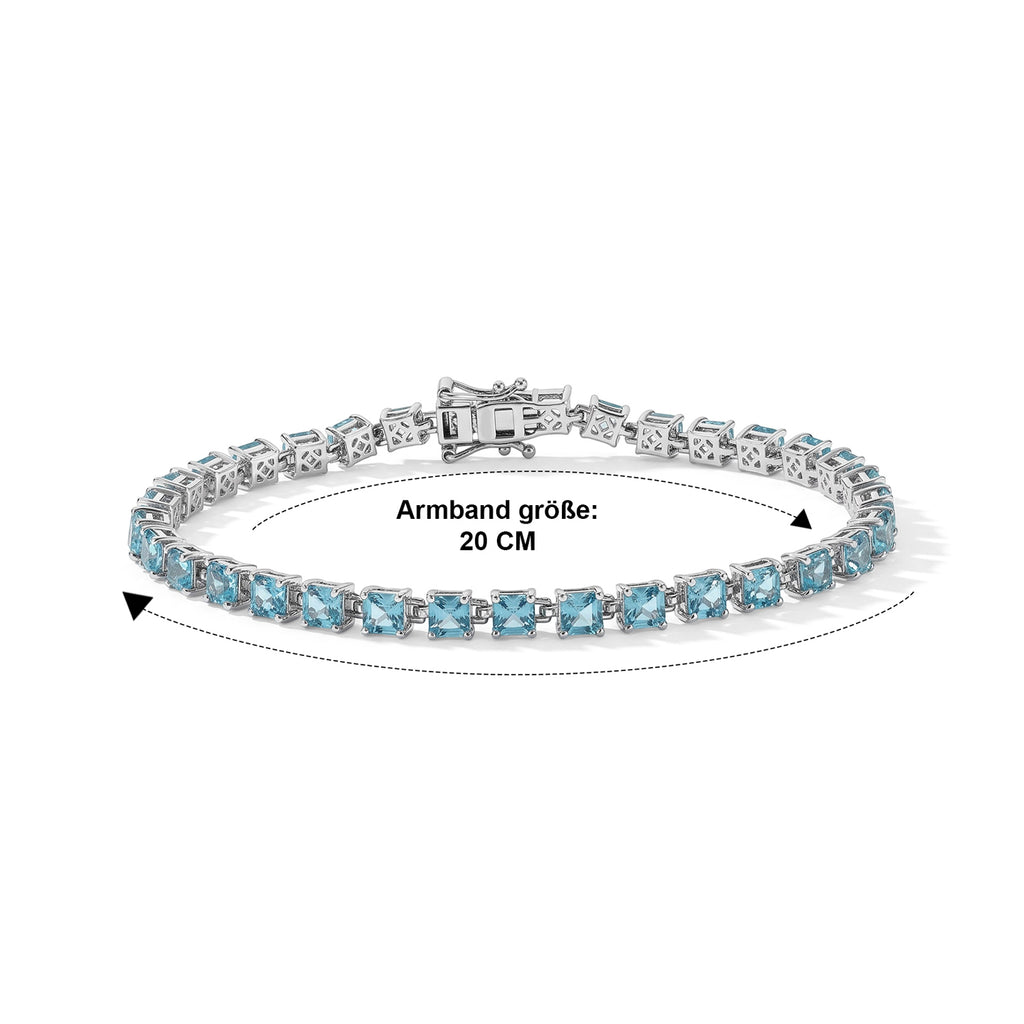 D'Joy AA Blauer Apatit Armband ca. 20 cm 925 Silber Rhodiniert ca. 10,59 ct.
