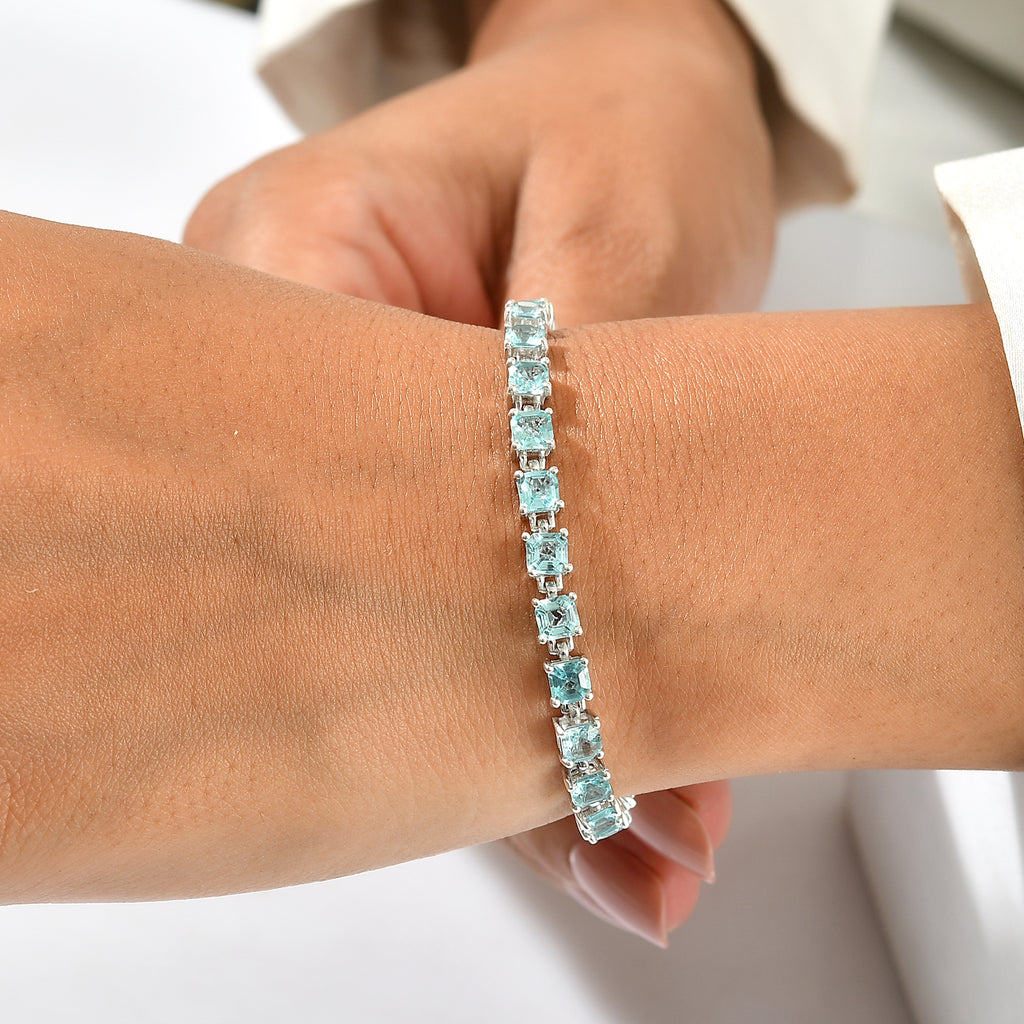 D'Joy AA Blauer Apatit Armband ca. 19 cm 925 Silber Rhodiniert ca. 9,97 ct.