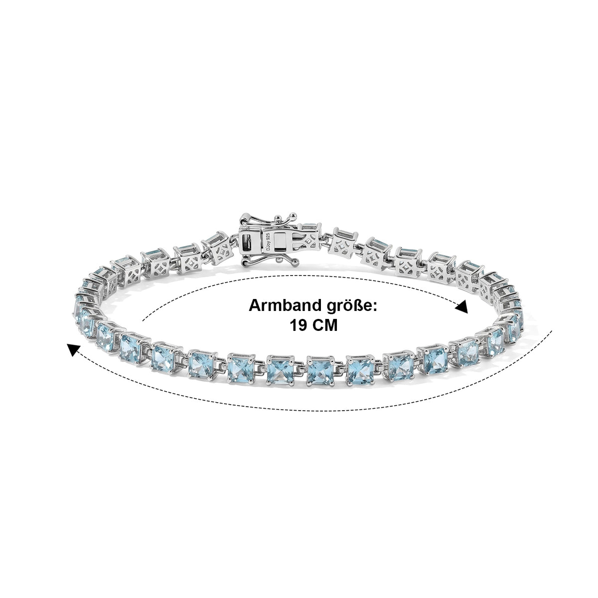 D'Joy AA Blauer Apatit Armband ca. 19 cm 925 Silber Rhodiniert ca. 9,97 ct.