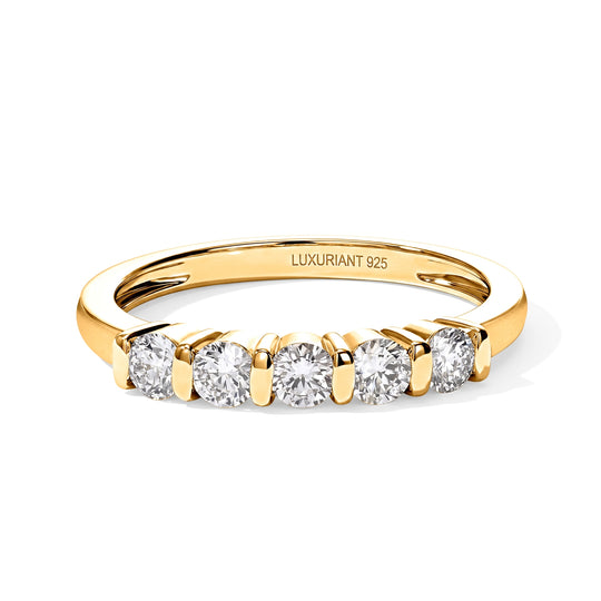 LUXURIANT DIAMOND - Lab Grown Diamant SI-GH Ring 925 Silber 750 Gelbgold vermeil (Größe 16.00) (10-15 Werktage Lieferzeit) ca. 0,55 ct