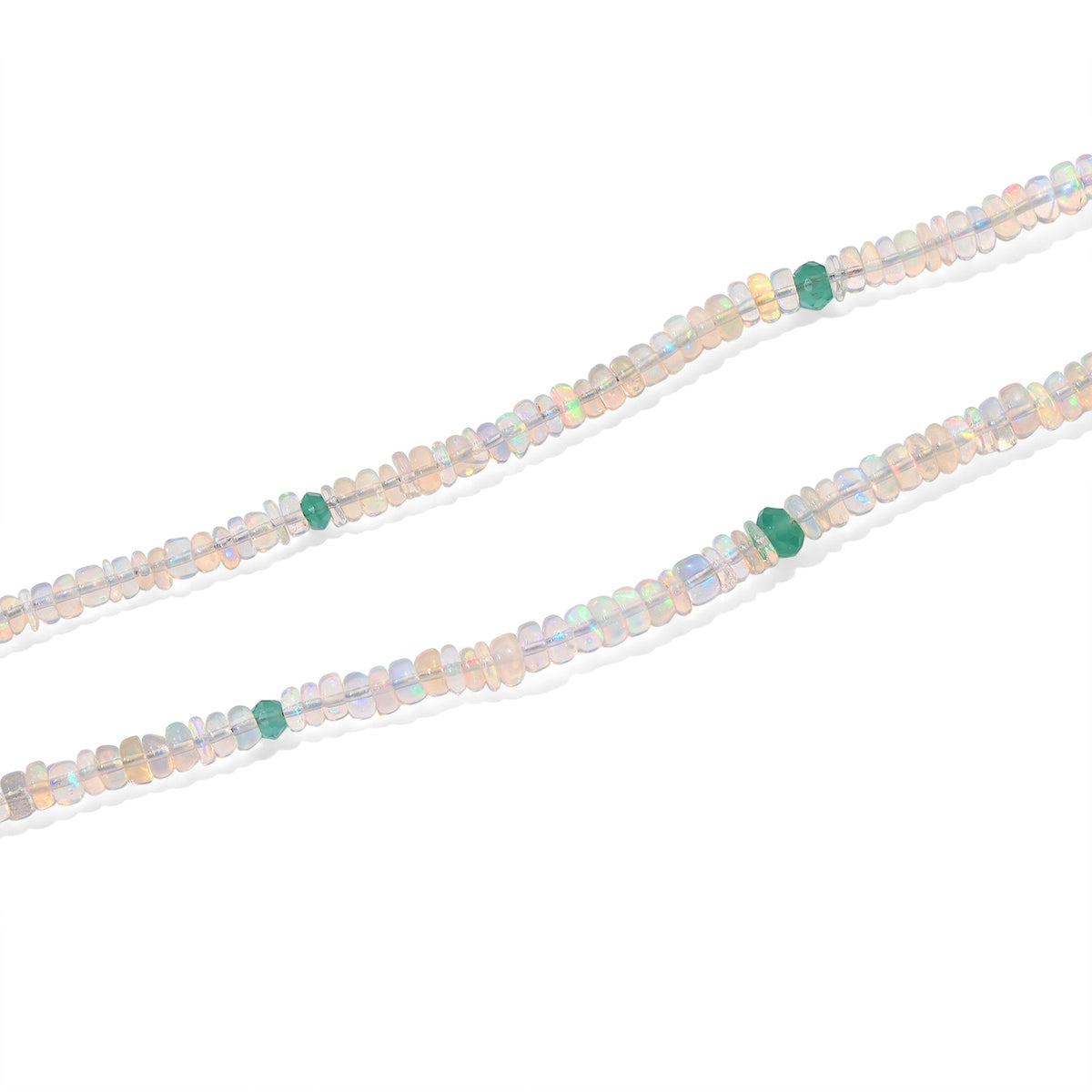 EVER TRUE Natürlicher, äthiopischer Welo Opal, Kagem Sambischer Smaragd Halskette ca. 45 cm 316L Edelstahl ca. 32.80 ct