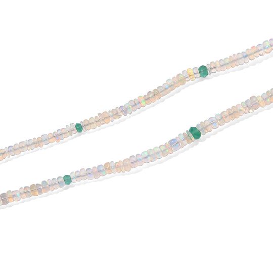 EVER TRUE Natürlicher, äthiopischer Welo Opal, Kagem Sambischer Smaragd Halskette ca. 45 cm 316L Edelstahl ca. 32.80 ct