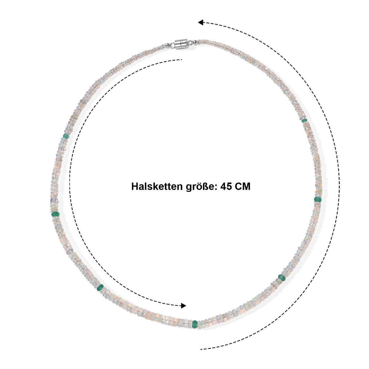 EVER TRUE Natürlicher, äthiopischer Welo Opal, Kagem Sambischer Smaragd Halskette ca. 45 cm 316L Edelstahl ca. 32.80 ct