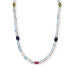 EVER TRUE Natürlicher, äthiopischer Welo Opal, Mehrfarbig Saphir Halskette ca. 45 cm 316L Edelstahl ca. 51.00 ct
