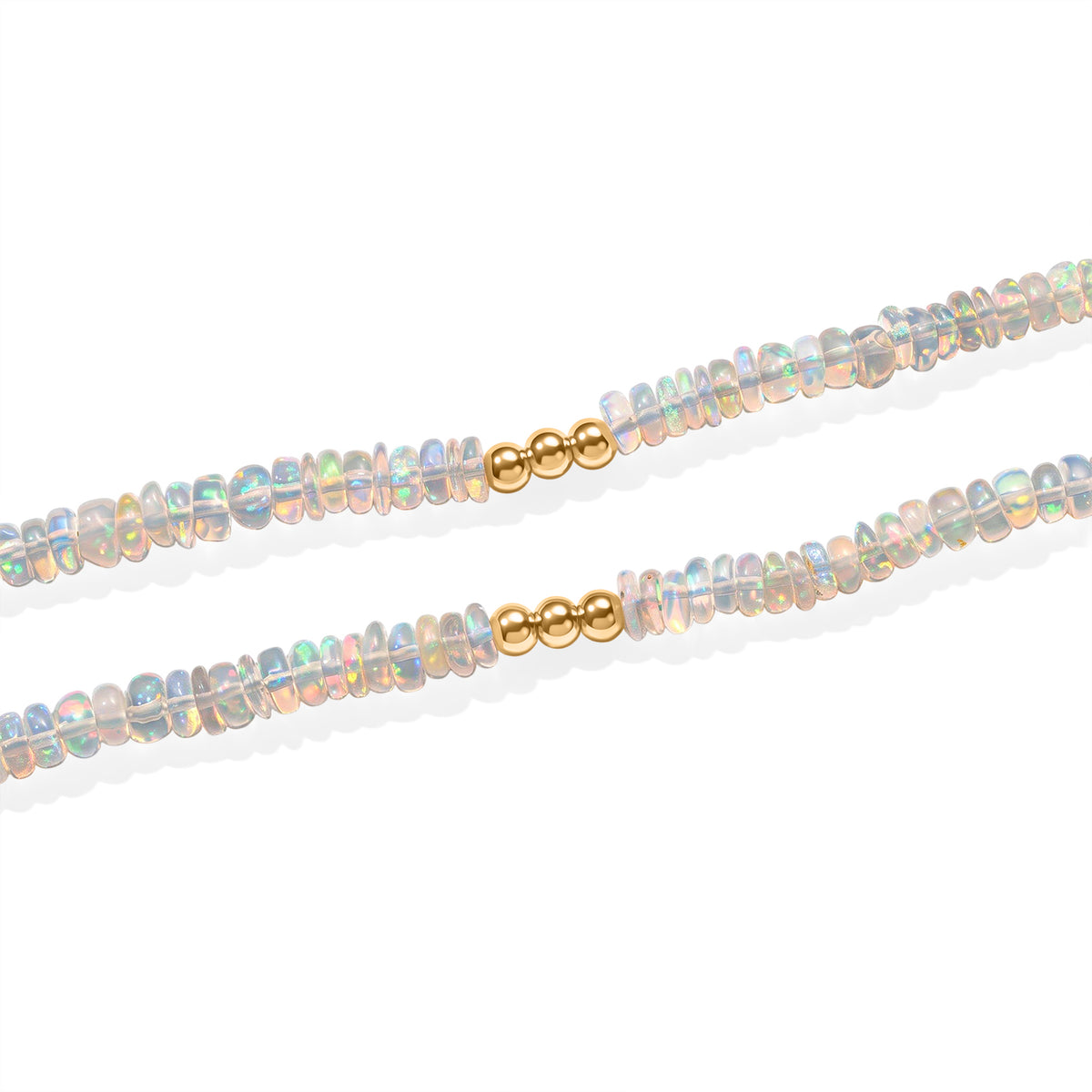 D'Joy Natürlicher, äthiopischer Welo Opal Halskette ca. 45 cm 925 Silber 750 Gelbgold vermeil ca. 30,00 ct.