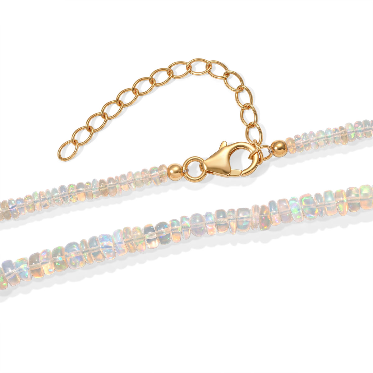 D'Joy Natürlicher, äthiopischer Welo Opal Halskette ca. 45 cm 925 Silber 750 Gelbgold vermeil ca. 30,00 ct.