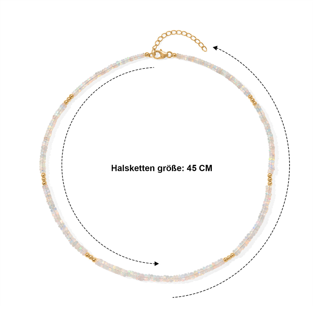 D'Joy Natürlicher, äthiopischer Welo Opal Halskette ca. 45 cm 925 Silber 750 Gelbgold vermeil ca. 30,00 ct.