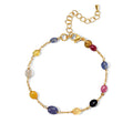 EVER TRUE AA Mehrfarbig Saphir Armband ca. 19 cm 316L Edelstahl Vergoldet ca. 18,00 ct.